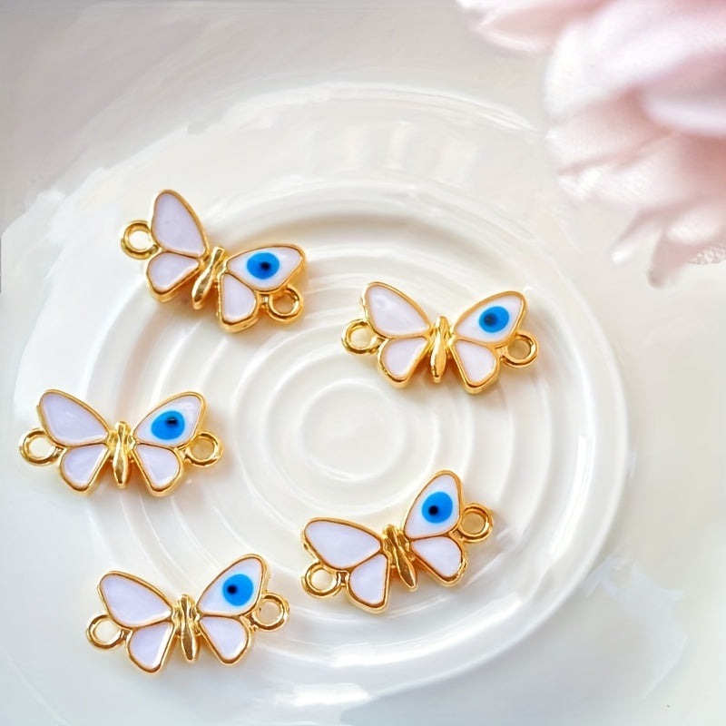 5pcs Devil's Eye & Butterfly Oil Alloy Pendants Bracelet Necklace Earrings