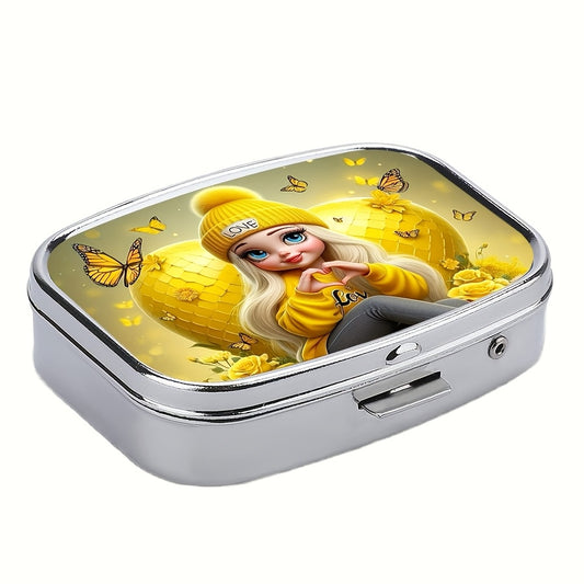 Love Girl Pill Case 2 Compartment Medicine Box Vitamin Pill Organizer