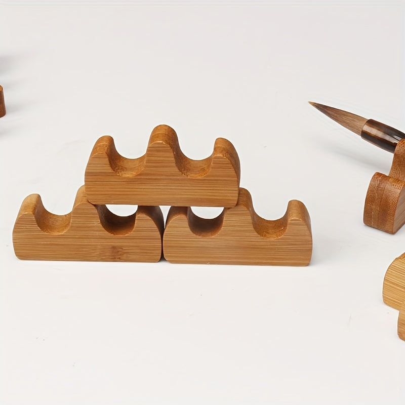 Bamboo Wooden Brush Pen Holder Calligraphy Supplies