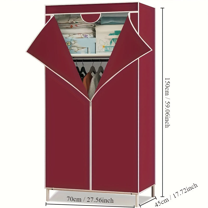 1pc Cloth Wardrobe Non Woven Covered Clothes Rack Standing Garment Rack