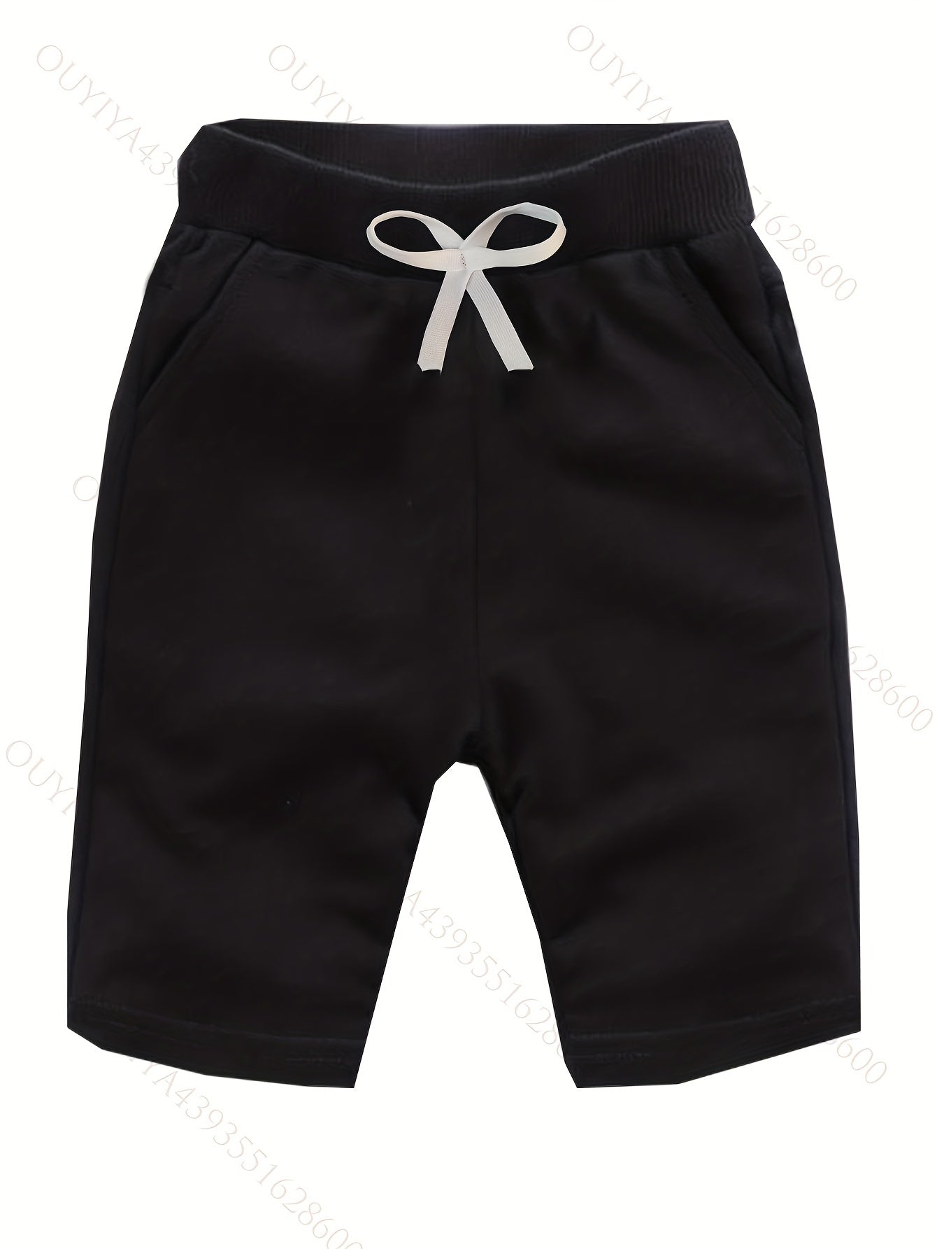 2pcs Boys Solid Elastic Waist Shorts Quick Drying Drawstring Beach Outdoor