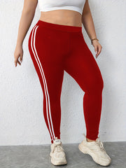  Striped Elastic Waist Yoga Leggings