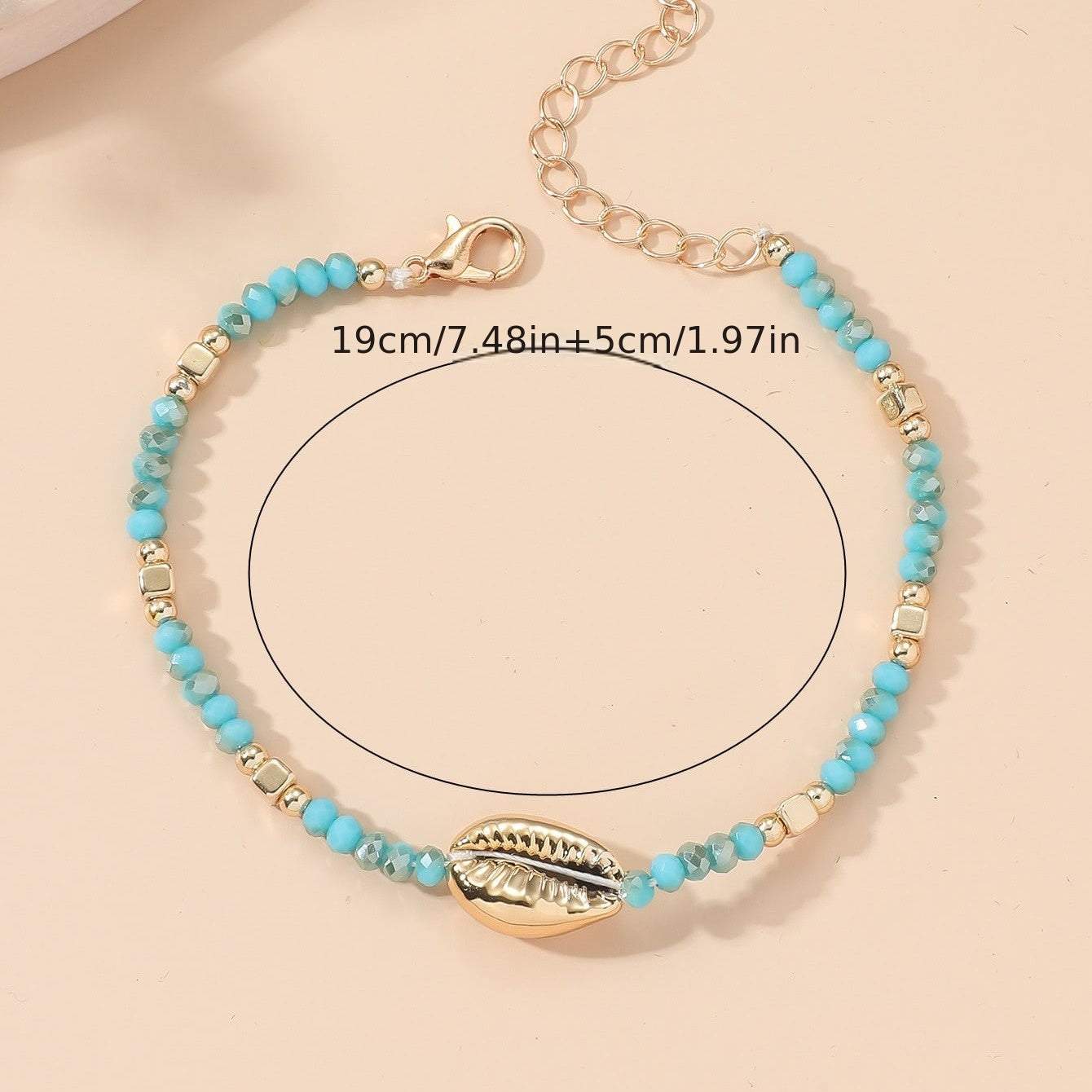 Plated Beaded Crystal Shell Women's Ankle Anklet Jewelry