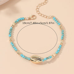 Plated Beaded Crystal Shell Women's Ankle Anklet Jewelry