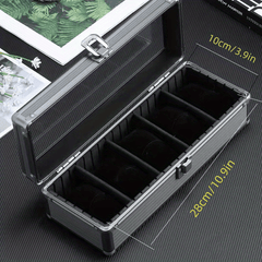 Watch Display Box Aluminum Alloy Watch Storage Box Tempered Glass Cover