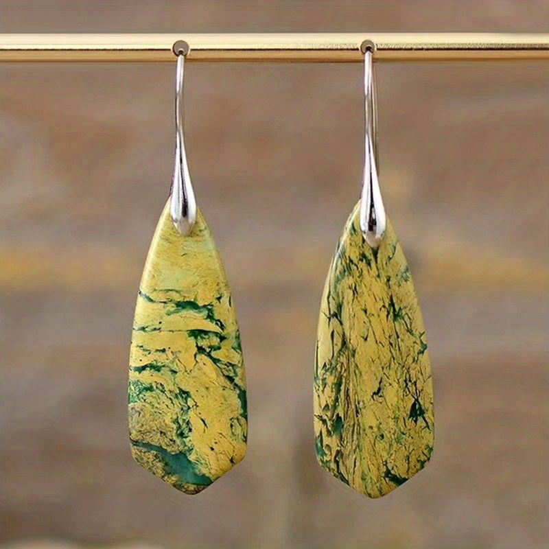 Natural Imperial Stone Dangle Earrings Bohemian Style Jewelry Gift