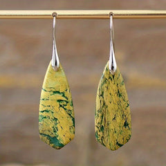 Natural Imperial Stone Dangle Earrings Bohemian Style Jewelry Gift