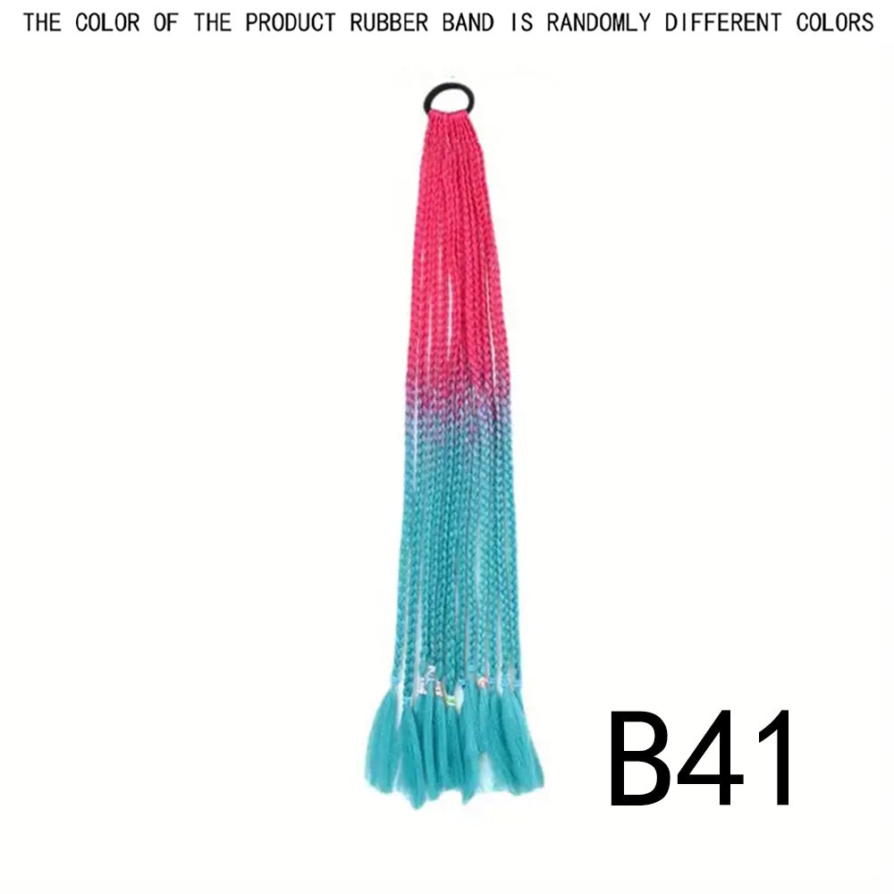 60 96 Cm Long Box Braided Ponytail Extensions Ombre Rainbow Colored