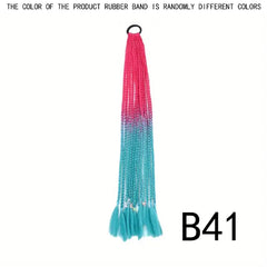 60 96 Cm Long Box Braided Ponytail Extensions Ombre Rainbow Colored