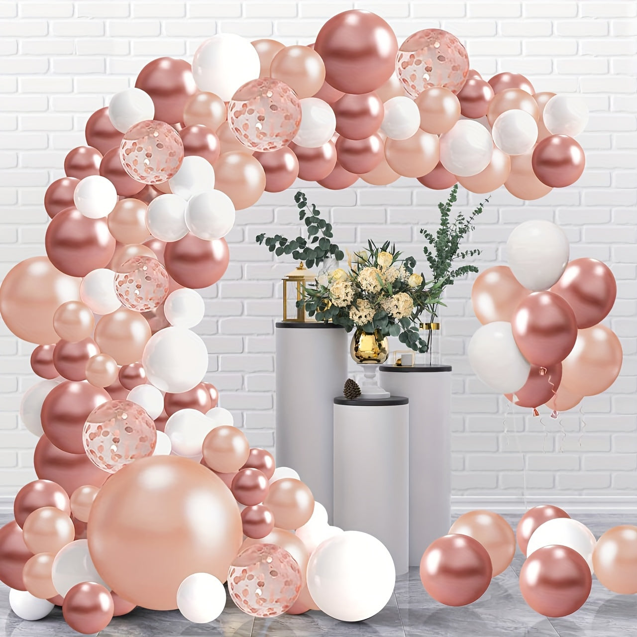 Rose Gold Balloons Garland Arch Kit 138pcs - Birthday Party Decor