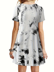  Tie Dye Short Sleeve Slim Fit Dress