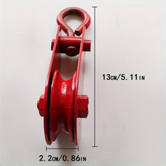 Single Wheel Pulley Block Red Hook Type Metal Lifting Crane Pulley
