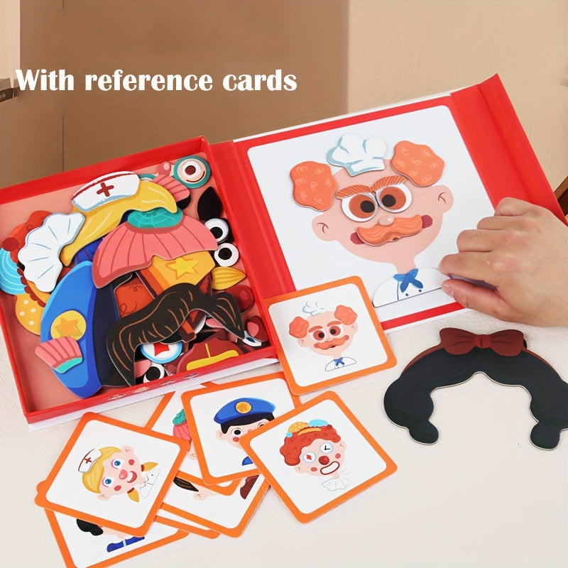 Magnetic Change Face Puzzles Car Airplane Road Travel Activities for Kids 3