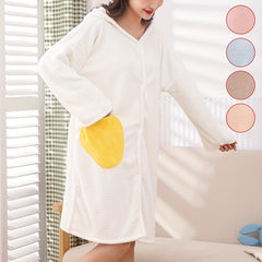 Women's Hooded Bathrobe with Towel for Shower and Spa