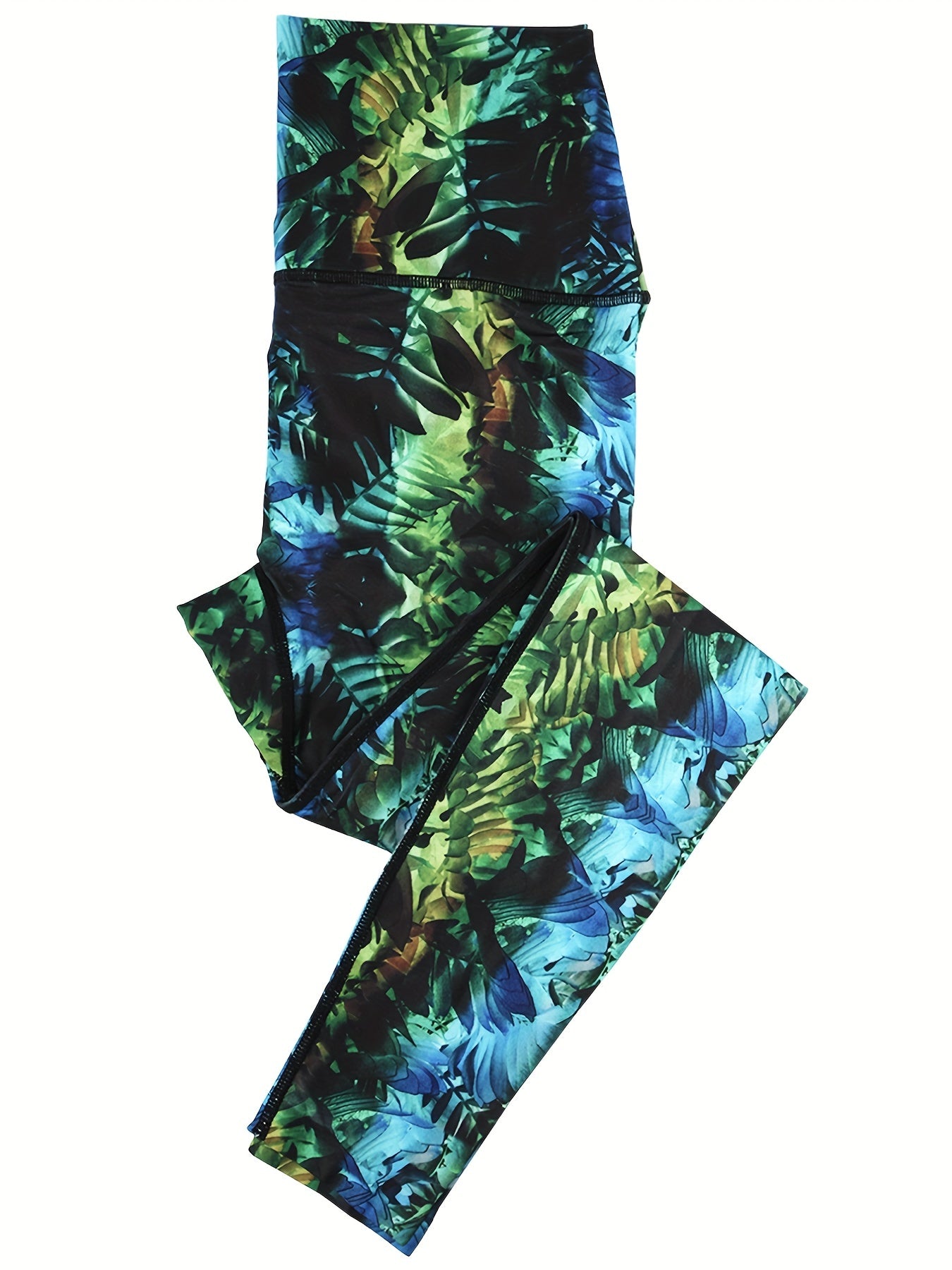 Leaf Print Yoga Leggings Workout Running Fitness Tight Pants