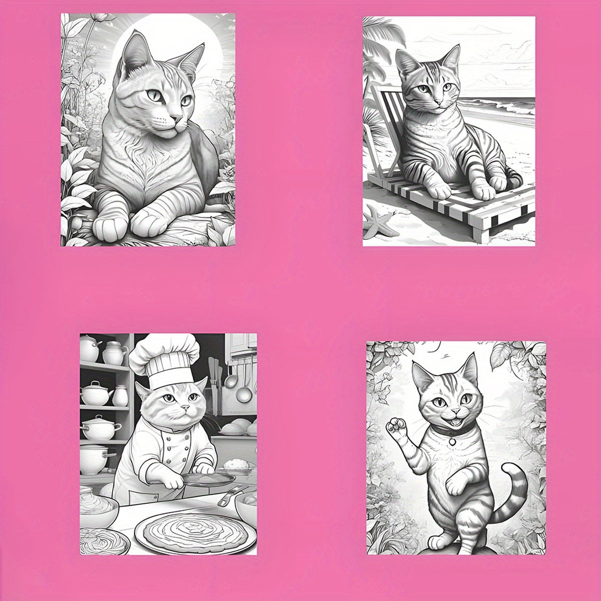 Deluxe Cat Coloring Book - 22 Pages Thickened Paper