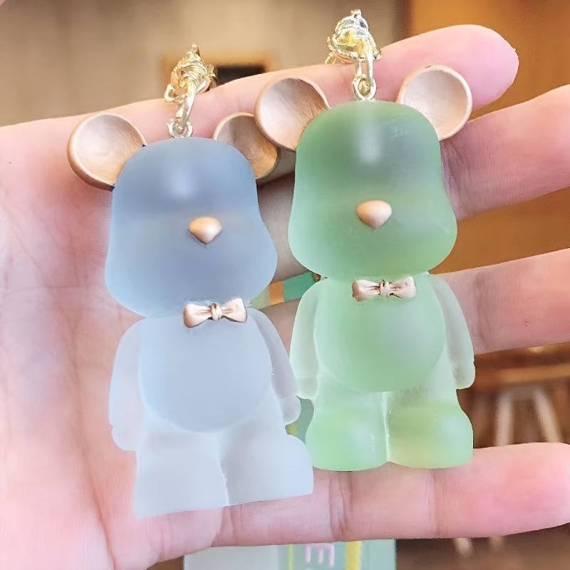 Acrylic Bear Keychain Transparent Frosted Bowknot Bear Keychain