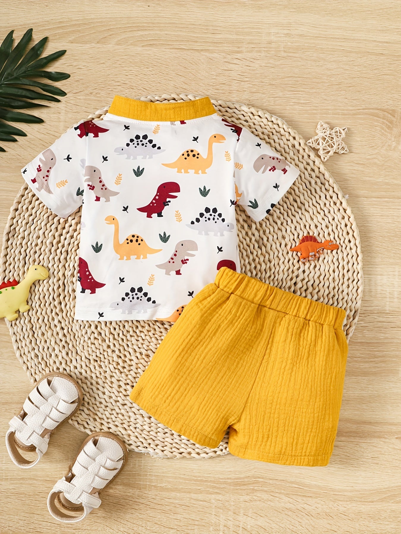2pcs Infant Boys Dinosaur T-shirt & Shorts Set Casual Summer Clothes