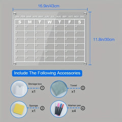 Acrylic Magnetic Dry Erase Calendar Board For Fridge 34.8x24.89 Inches