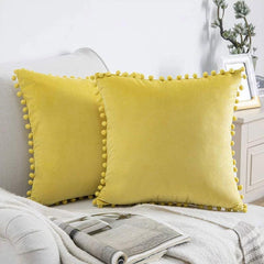 Soft Velvet Ball Tassel Shaggy Pillow Case for Home Decor