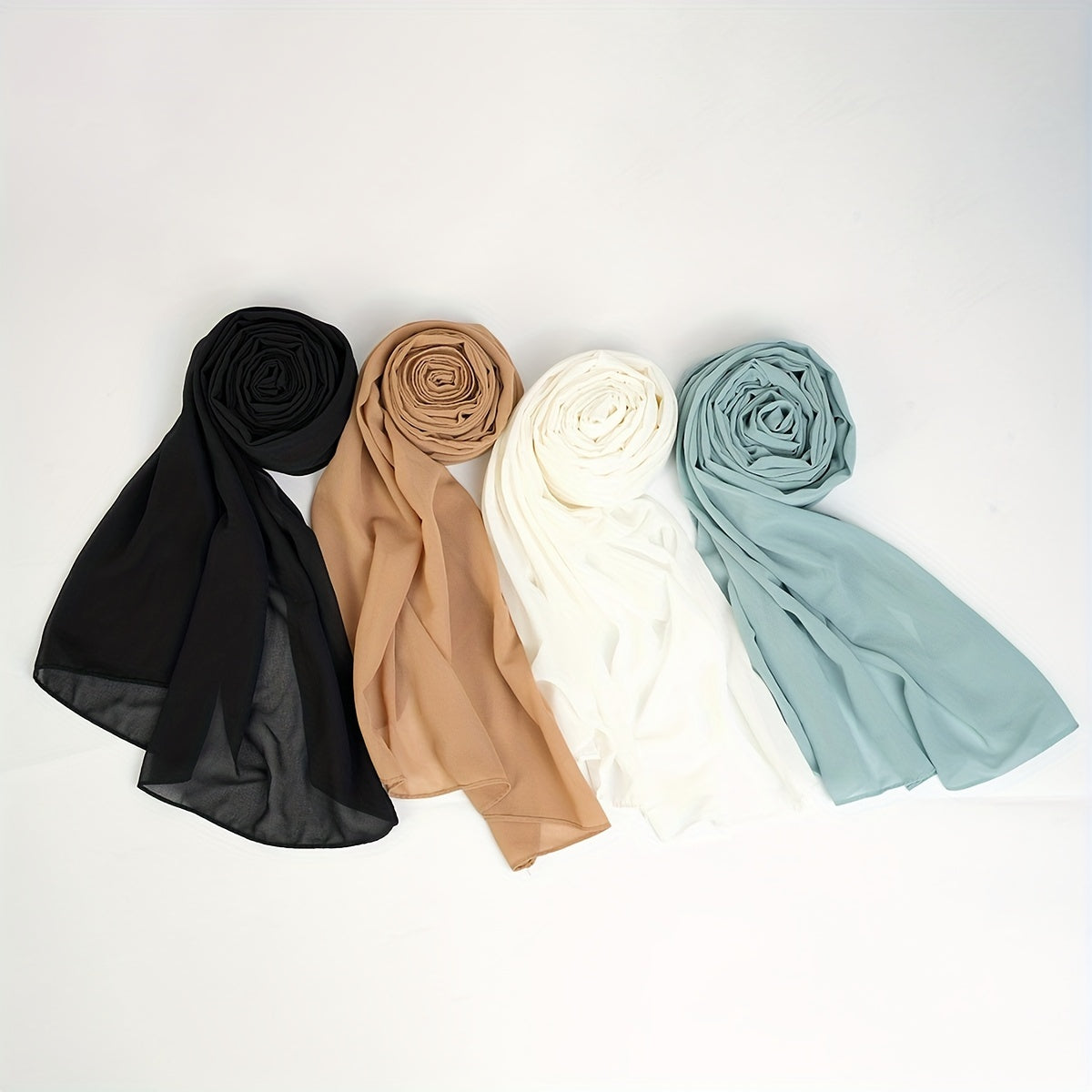 4pcs Chiffon Scarf Solid Hijab Thin Breathable Shawl Women Casual Headscarf