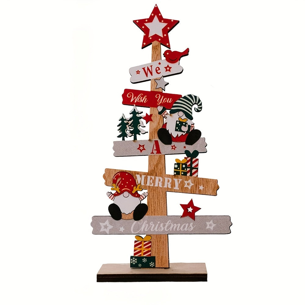 Christmas Tree Santa Claus Wooden Sign Xmas Decoration Party
