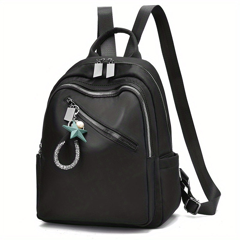 Nylon Backpack Zipper Front Travel Daypack Casual Student Schoolbag