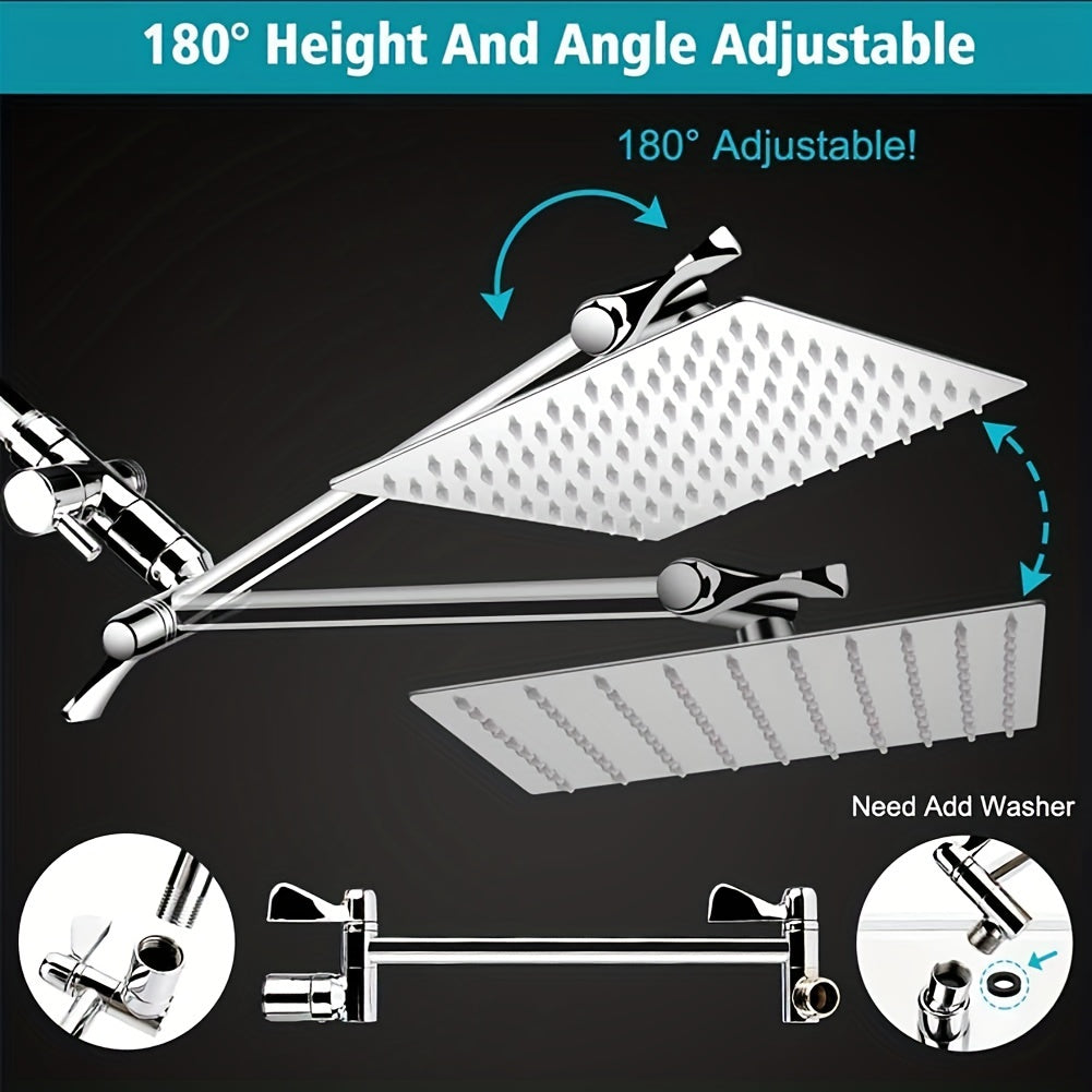 8'' Stainless Steel Rainfall Shower Head with Extension Arm