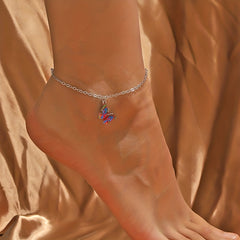 Colorful Butterfly Pendant Chain Anklet Boho Style Adjustable Women Dating Gift