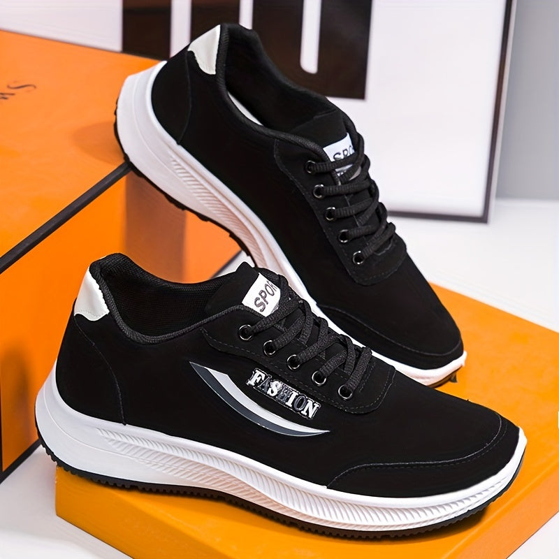 Men's Letter Print Lace up Sneakers Soft Sole Walking Shoes