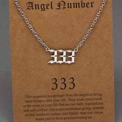 Men's Angel Number Pendant Necklace Stainless Steel Lucky Necklace