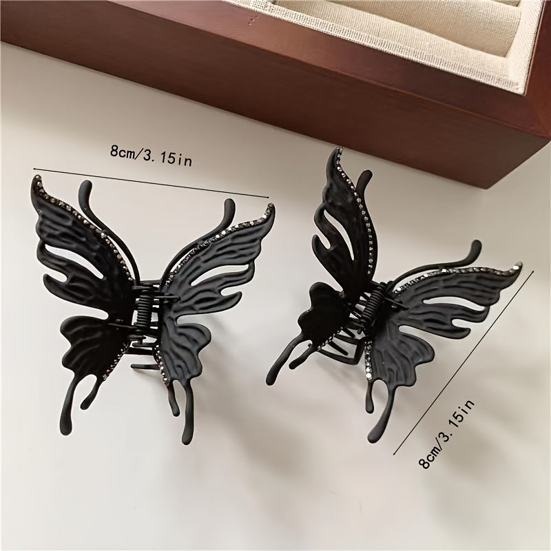 Rhinestone Butterfly Metal Hair Claw Clip Strong Hold Hair Jaw Clip