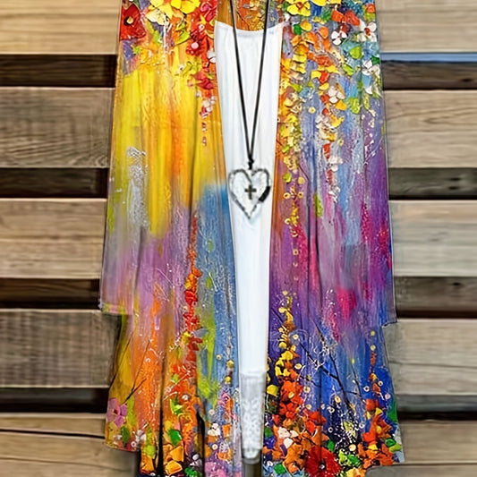  Floral Print Long Sleeve Cardigan
