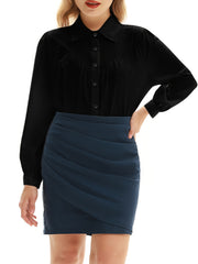 Women's Plus Size Ruched Long Sleeve Casual Blouse