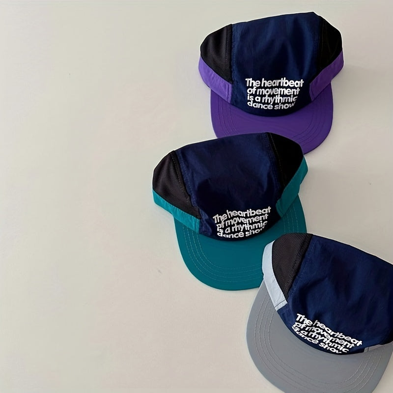 Kids Sunshade Baseball Cap with Embroidered Letters for Outdoor Sports