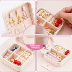 Portable Travel Mini Jewelry Box Leather Ring Organizer Case