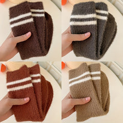 Warm Striped Fuzzy Socks - Mid Tube Women's Stockings