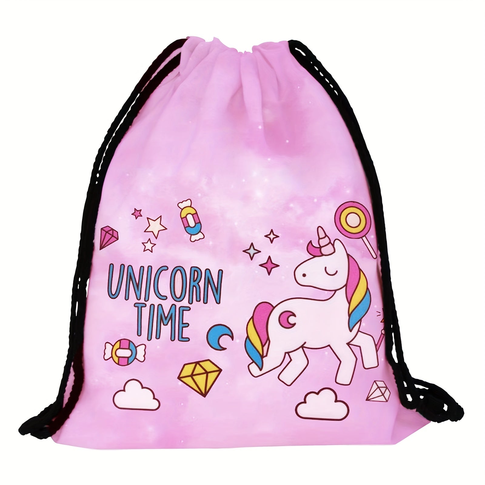 Unicorn Cartoon Drawstring Backpack Lightweight Waterproof Rucksack