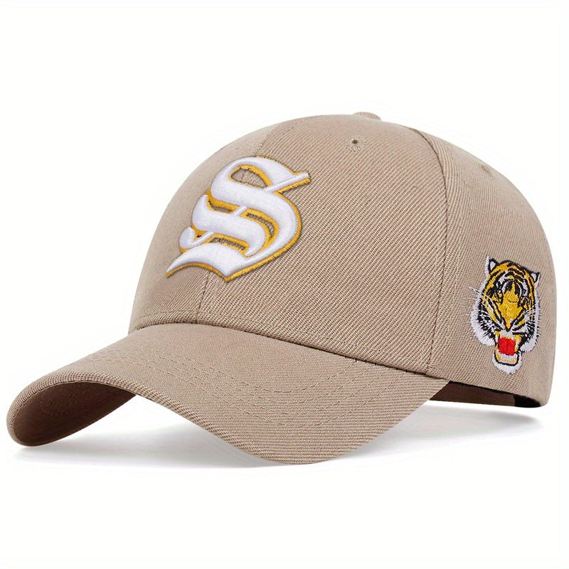 Gothic S Embroidery Baseball Cap Tiger Pattern Hip Hop Sunscreen Hat