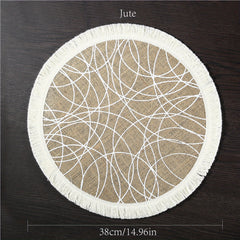 Boho Jute Placemat Tassel Waterproof Dustproof Anti Scalding