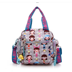 Cartoon Printed Nylon Handbag Pockets Shoulder Bag Large Capacity Storage Bag