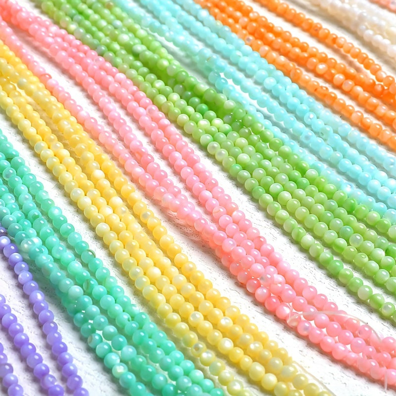 3mm Colored Natural Shell Beads Round Loose Beads DIY Jewelry 65p