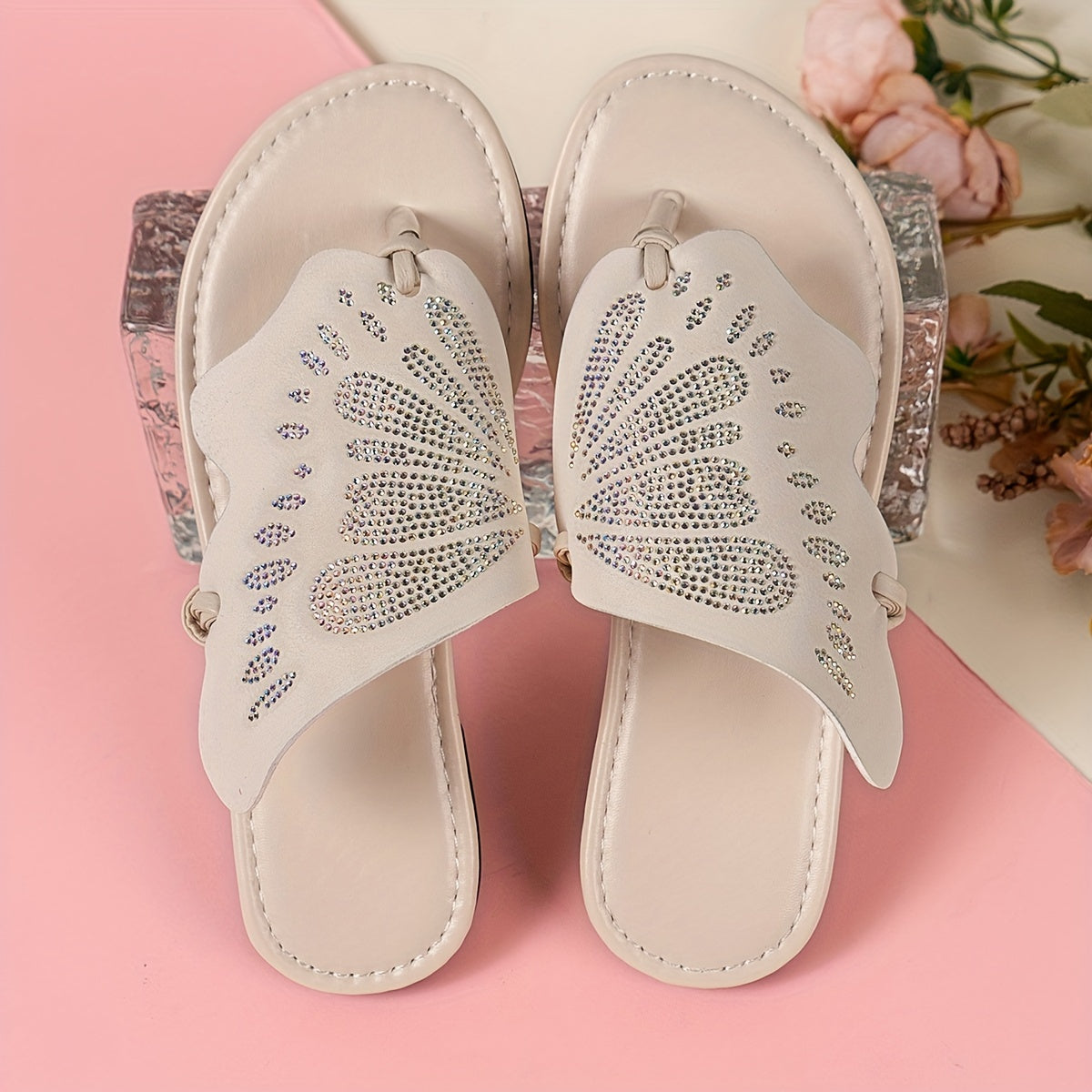 Girls Butterfly Flip Flops Lightweight Slippers for Beach Vacation