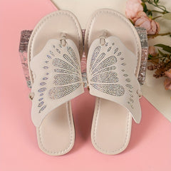 Girls Butterfly Flip Flops Lightweight Slippers for Beach Vacation