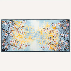Plum Blossom Print Scarf Satin Head Wrap Silky Large Shawl Hair Accessories