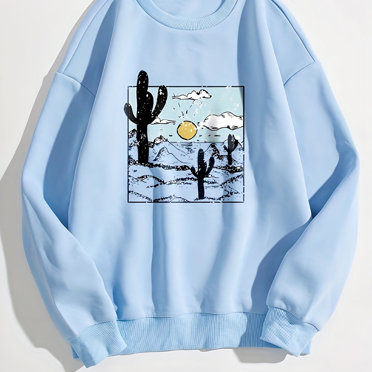 Graphic Print Crew Neck Sweatshirt for Women
