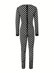 Long Sleeve Skinny Jumpsuit Crew Neck
