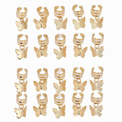 20pcs Hair Beads Spiral Coils Butterfly Dreadlock Braids Rings Clips