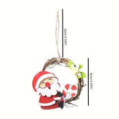 Christmas Rattan Garland Non-Woven Fabric Pendant Round Hanging Ornaments