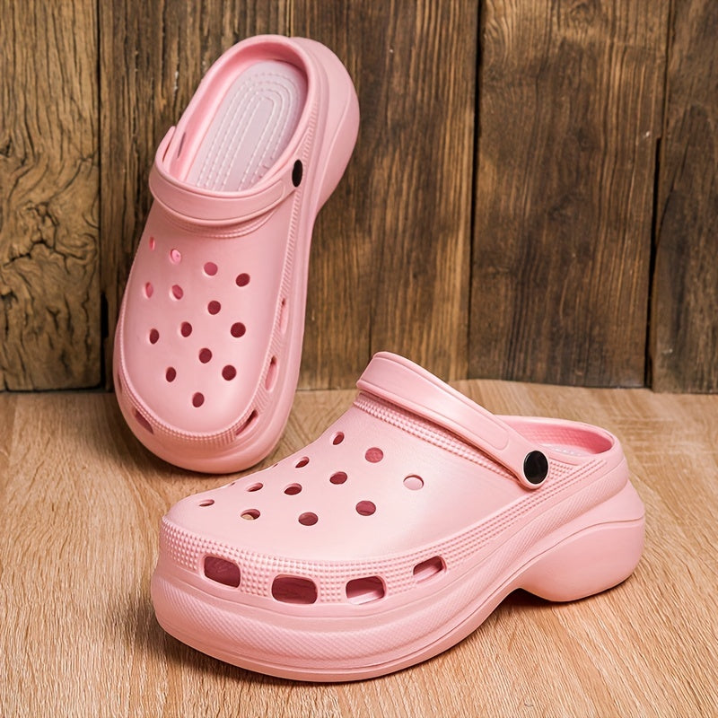 Women's Solid Clogs Casual Hollow Out Platform Shoes